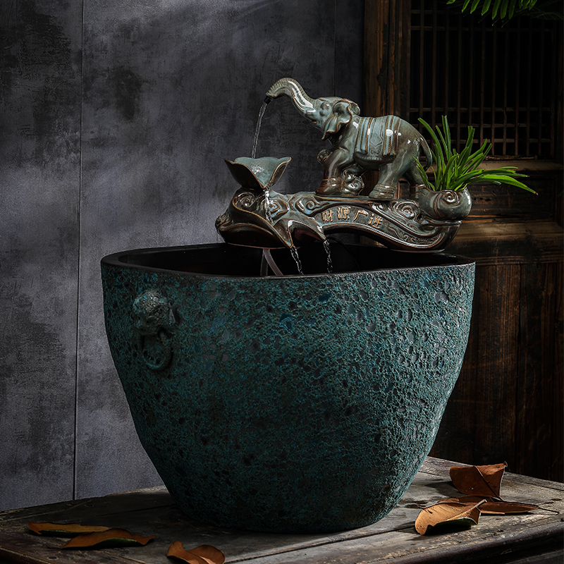 Archaize aquariums large ceramic sitting room ground of residential landscape lotus square thick TaoYang fish restoring ancient ways