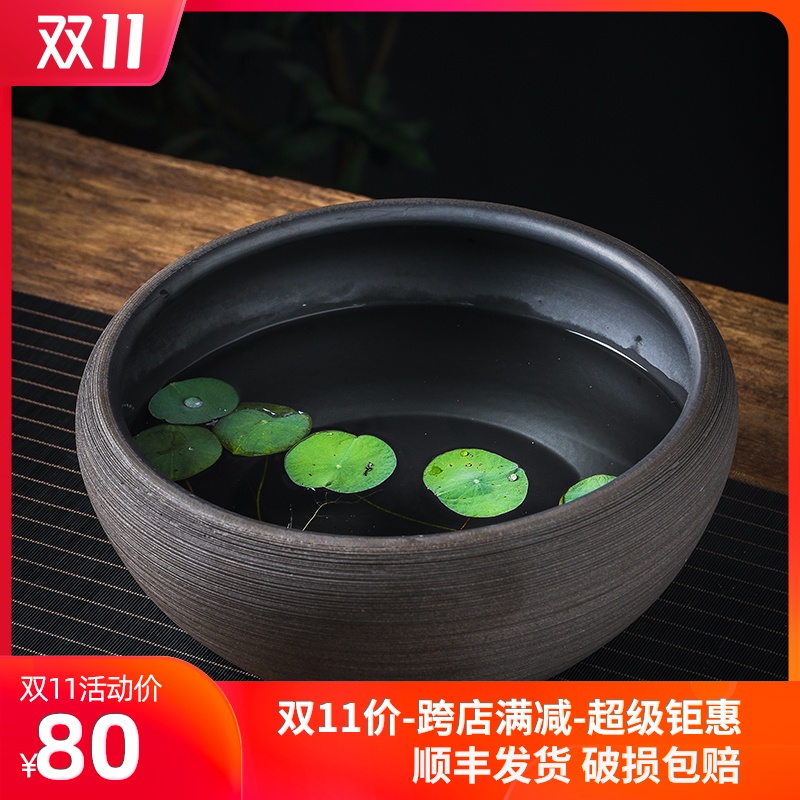 Ceramic aquarium sitting room small goldfish desktop office furnishing articles water lily lotus potted flower tortoise cylinder household to breed fish