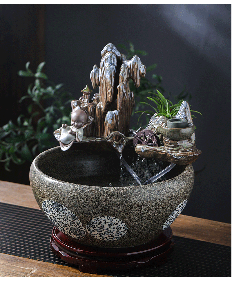 Jingdezhen ceramic aquarium desktop furnishing articles sitting room creative small rockery fountain water automatic cycle humidifier