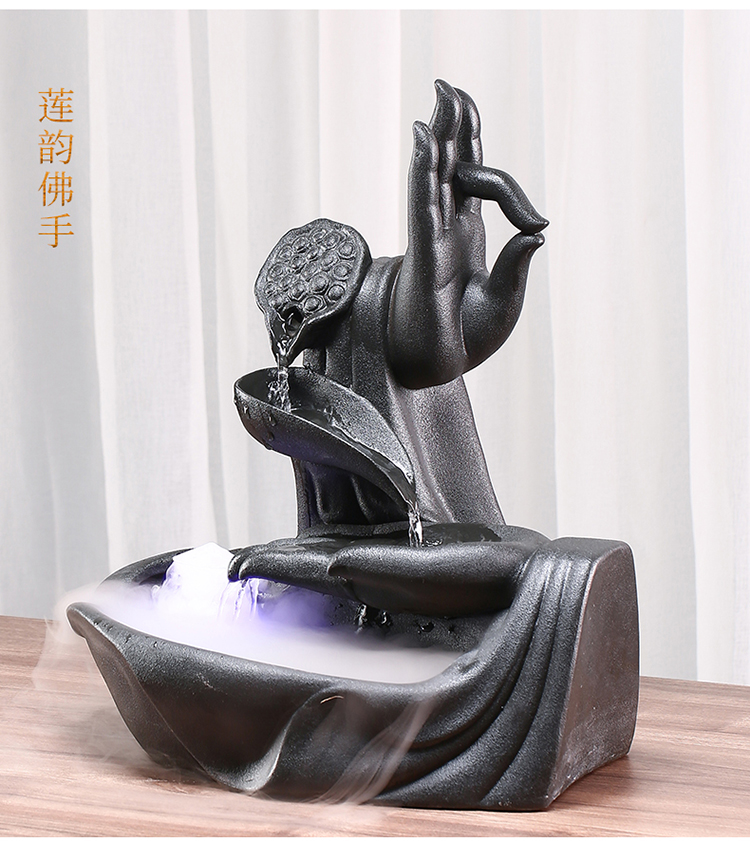 Creative ceramic circulating water furnishing articles of Chinese style atomized humidifying waterfall landscape decoration aquarium the opened a gift