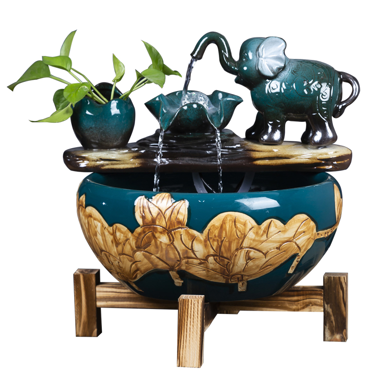 Creative ceramic aquarium Chinese small sitting room, informs the desktop automatic cycle water lucky gold aquarium fish bowl