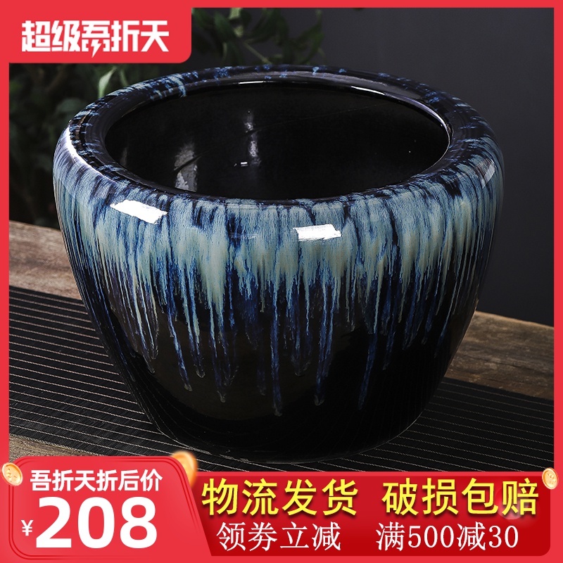 Ceramic aquarium sitting room ground large furnishing articles goldfish bowl to restore ancient ways the yard cylinder cylinder tank water lily lotus to breed fish