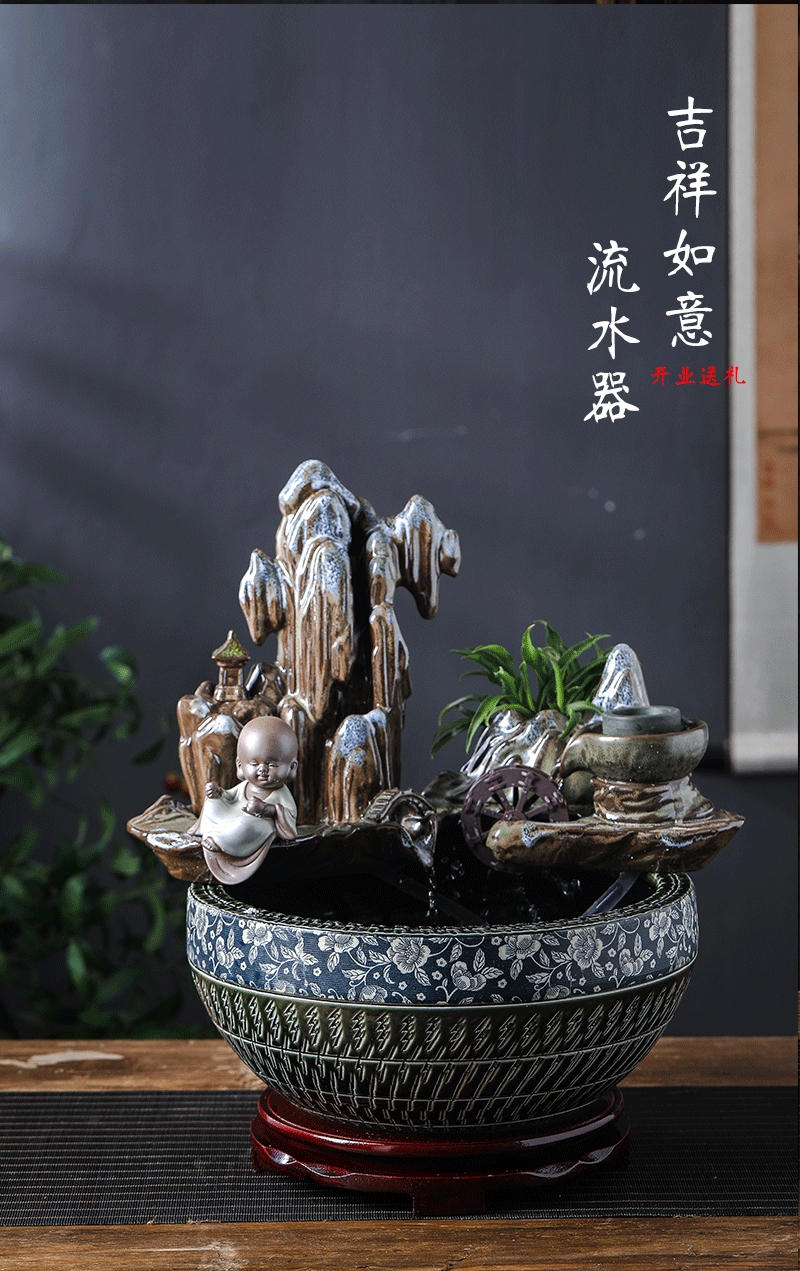 Jingdezhen ceramic aquarium desktop furnishing articles sitting room creative small rockery fountain water automatic cycle humidifier