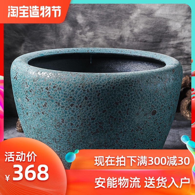 Ceramic aquarium sitting room ground courtyard round the lotus pond lily cornucopia tortoise cylinder domestic large - sized tank