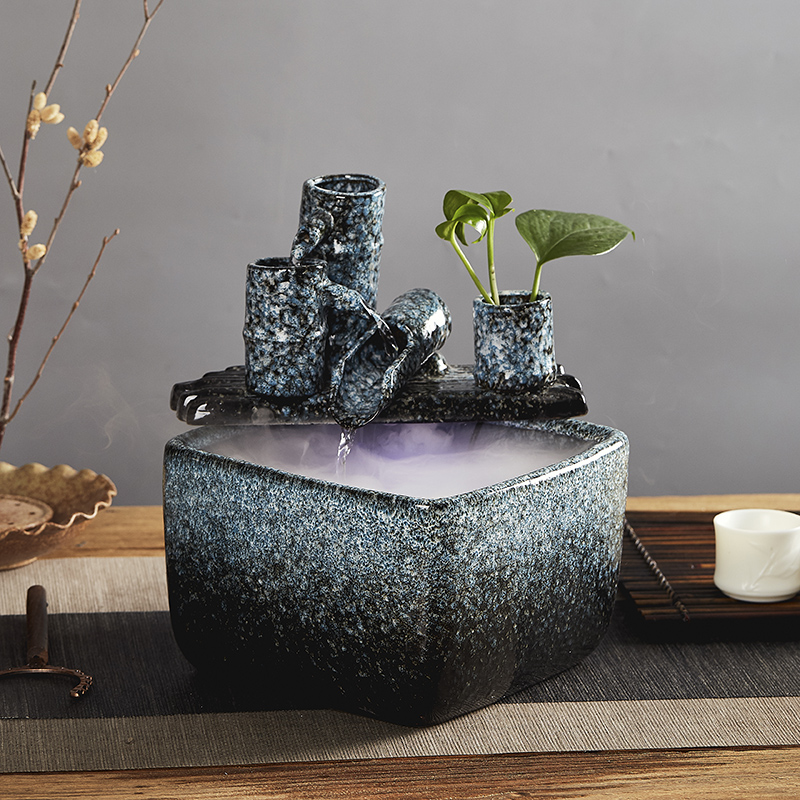 Ceramic water furnishing articles sitting room lucky bamboo creative office desktop furnishing articles at peace and feng shui wheel humidifier