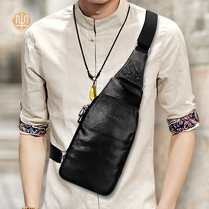 Bull King Chest Bag Male headlining Bull Leather Single Shoulder Diagramidal large capacity Leisure fashion 2022 New wave chest front pocket