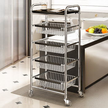 Minimalist Style Kitchen Trolley Storage Rack Multi-Functional Gap-Filling Multi-Layer Fruit and Vegetable Snack Basket Movable Storage Rack