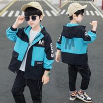 Boys coat 8 Spring and autumn 2021 New 9 childrens foreign style 10 tide clothes in big childrens leisure sports windbreaker 12 years old