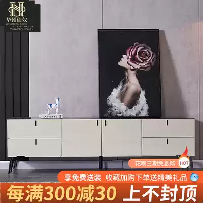 Italian light luxury tea table TV cabinet combination small apartment modern simple minimalist marble living room Nordic paint