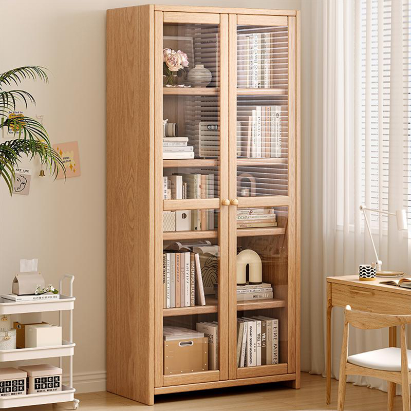 Solid wood bookcase floor shelves Living room Home Multilayer cupboard Book room Contained Lockers With Glass Door Bookshelves-Taobao