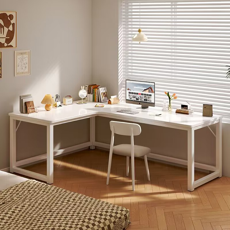 Cream Wind Corner Desk Comb Dresser integrated computer desk writing desk Students Home Bookshelf L Type Corner Table-Taobao
