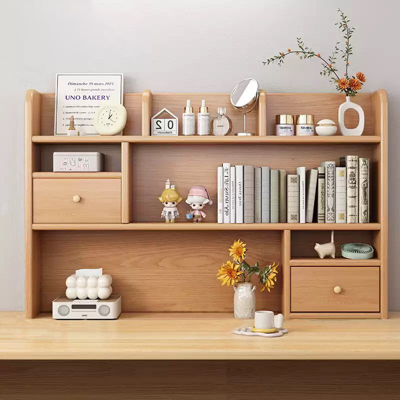 Solid Wood Table Bookshelves Desk Face Shelve Multilayer Simple Student Housing Shelf Home Desk Short Bookcase-Taobao