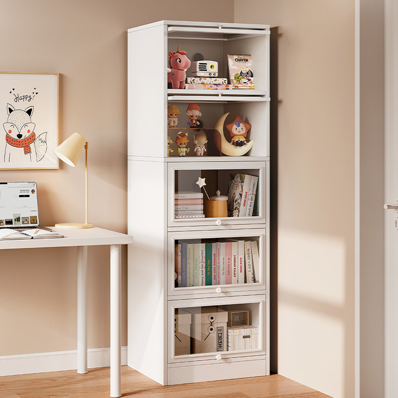 With cabinet door anti-dust bookshelf floor corner narrow shelf Acrylic Hand Office Hem display cabinet Home Bookcase-Taobao