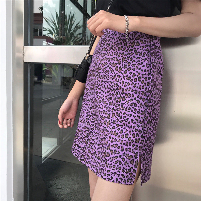 Fragrant Taro purple BAO WEN skirt A- line dress high waist size fat mm slim split 200kg Hyuna skirt ins Super fire