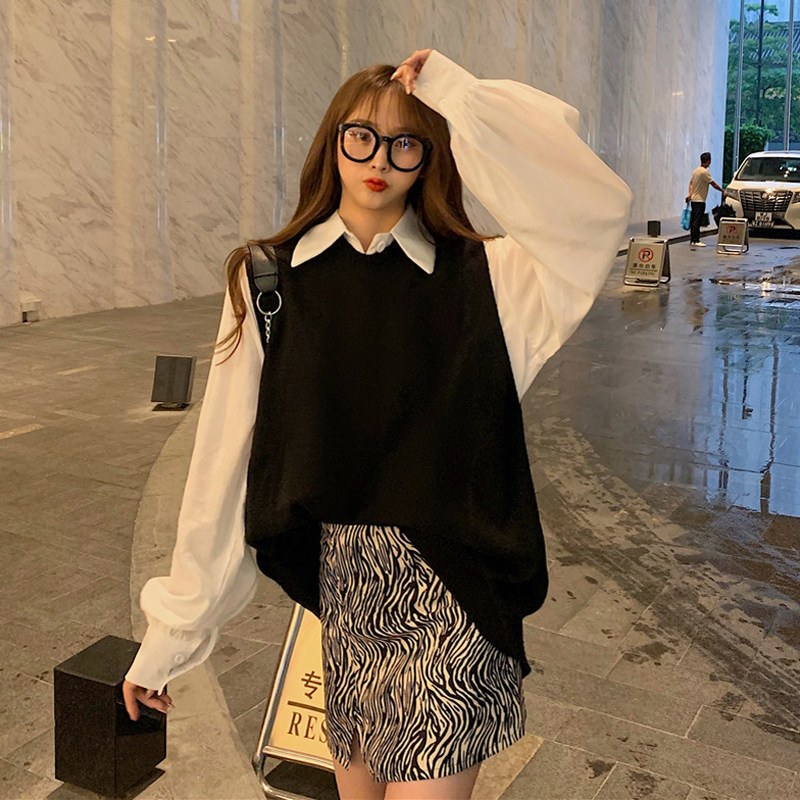 Large size zebra print skirt skirt female autumn and winter bag buttocks skirt a step skirt fat MM students A word joker careful machine skirt
