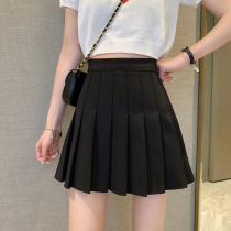 Large size college style black jk pleated skirt womens high waist slim a fat mm short skirt pants summer new pleated skirt