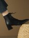 Sheepskin thick heel short boots for women, spring and autumn single boots, French pointed high heels, winter lace-up Martin boots, retro boots