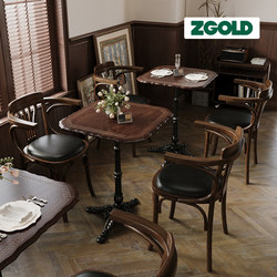 American retro Cafe Table and Chair Combination Dessert Shop Solid Wood Snack Table Catering Restaurant Western Restaurant Dining Table and Chair