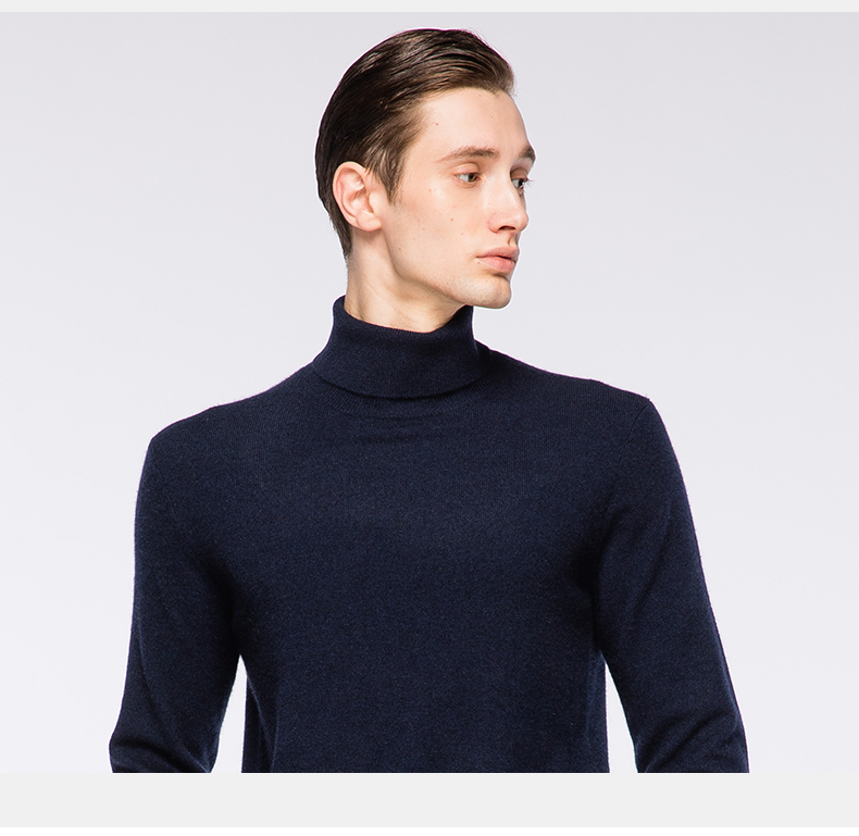 St. Xuerong 2018 thu đông 2018 mới áo len cashmere nam cổ cao màu rắn kinh doanh áo len mỏng giản dị - Áo len Cashmere áo phông nam hàng hiệu