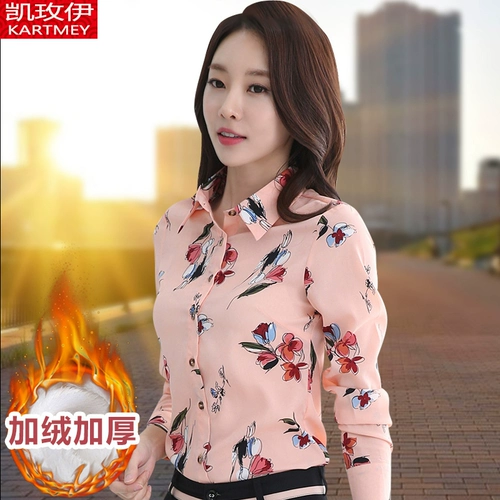 Модная весенняя рубашка, утепленный шифоновый ретро лонгслив, цветочный принт, в западном стиле