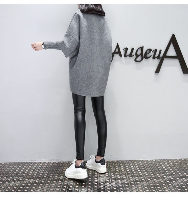 Bà bầu mặc quần áo mùa đông size rộng cho bà bầu áo sơ mi béo MM áo len dài tay áo thun đáy quần giả hai áo bầu đẹp