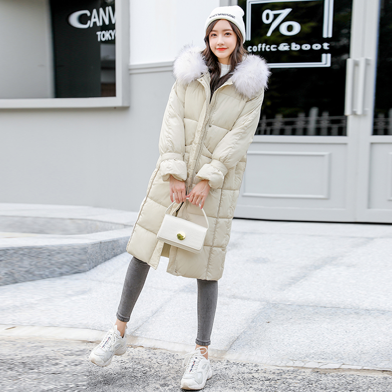 2019新款雾霾蓝小个子羽绒棉服潮女过膝中长款显瘦到脚踝大码A1
