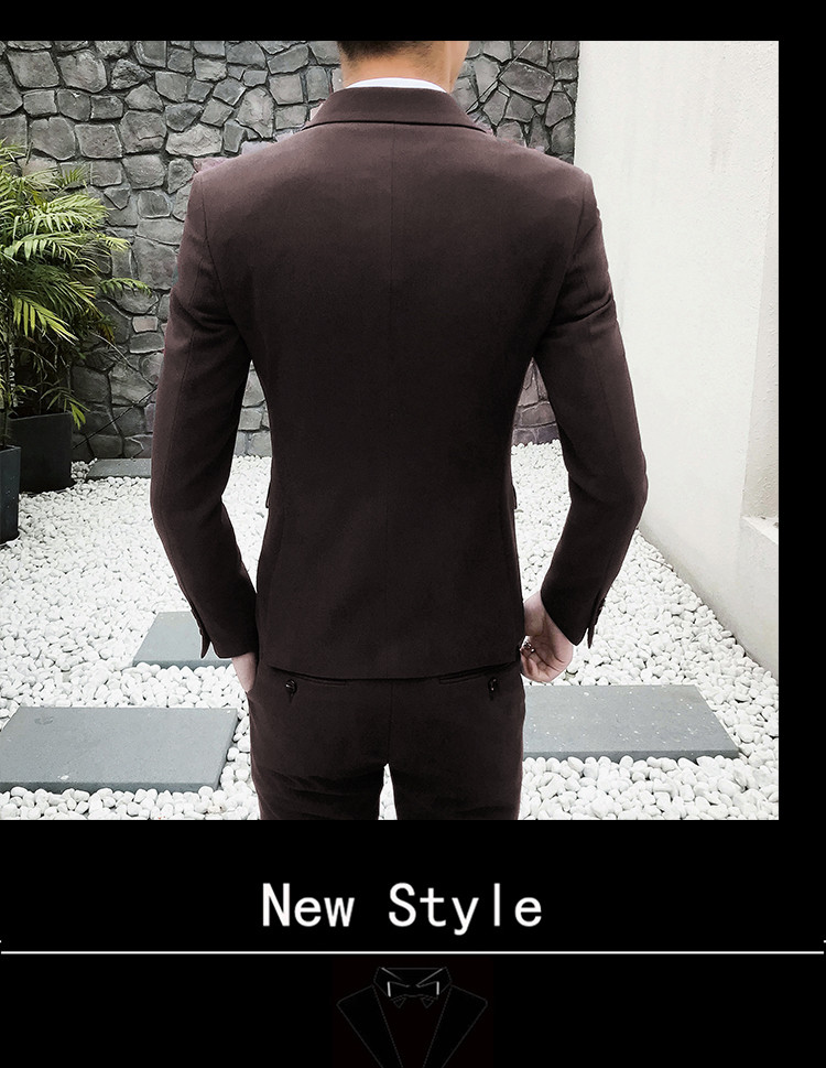 New solid color đôi ngực phù hợp với phù hợp với nam giới ba mảnh Hàn Quốc phiên bản của tự trồng tóc stylist phù hợp với nam giới của wedding dress triều