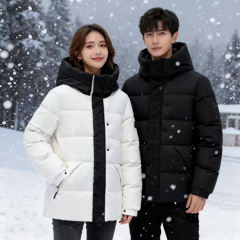 Goose down Jacket for Men and Women, Thickened High-Fill Short Style, Black Warrior 2025 New Winter Warm Couple's Versatile Coat