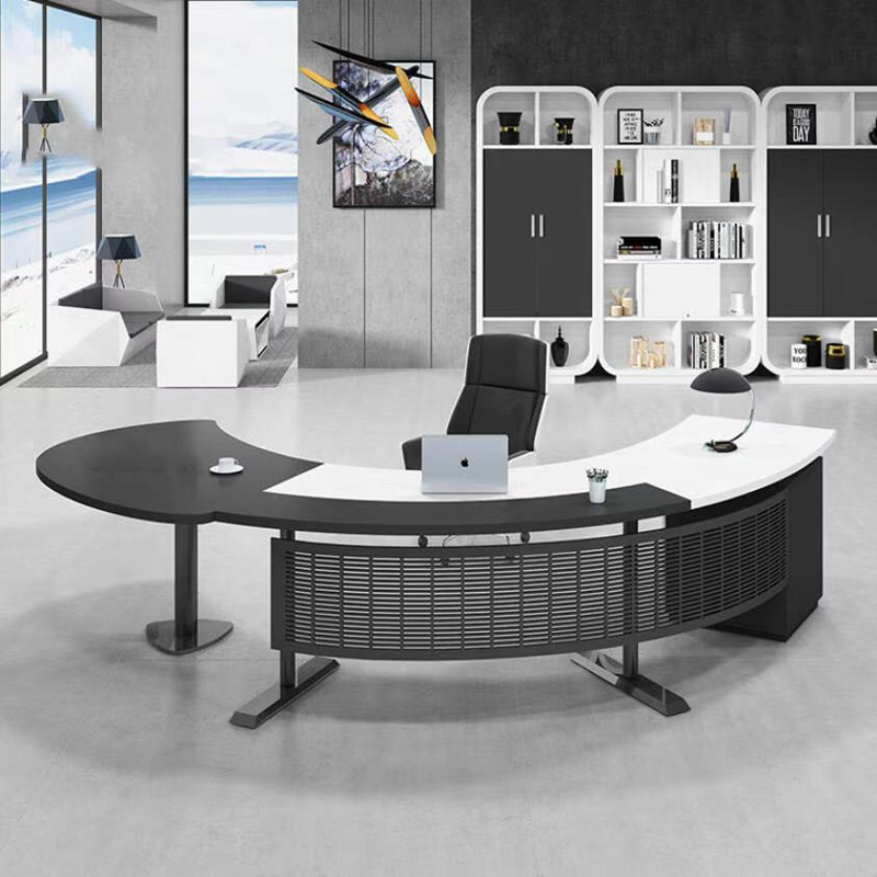 Century Baiyuan desk boss table creative arc paint steel frame manager table executive table executive table executive table president table