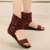 Giày ga châu Âu 2019 mùa hè phong cách mới Giày sandal nữ giản dị đế bệt đế bệt đế xuồng màu đen