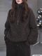 Retro high-end brown high-neck half-zip sweater for women 2025 autumn and winter new fashion loose simple sweater
