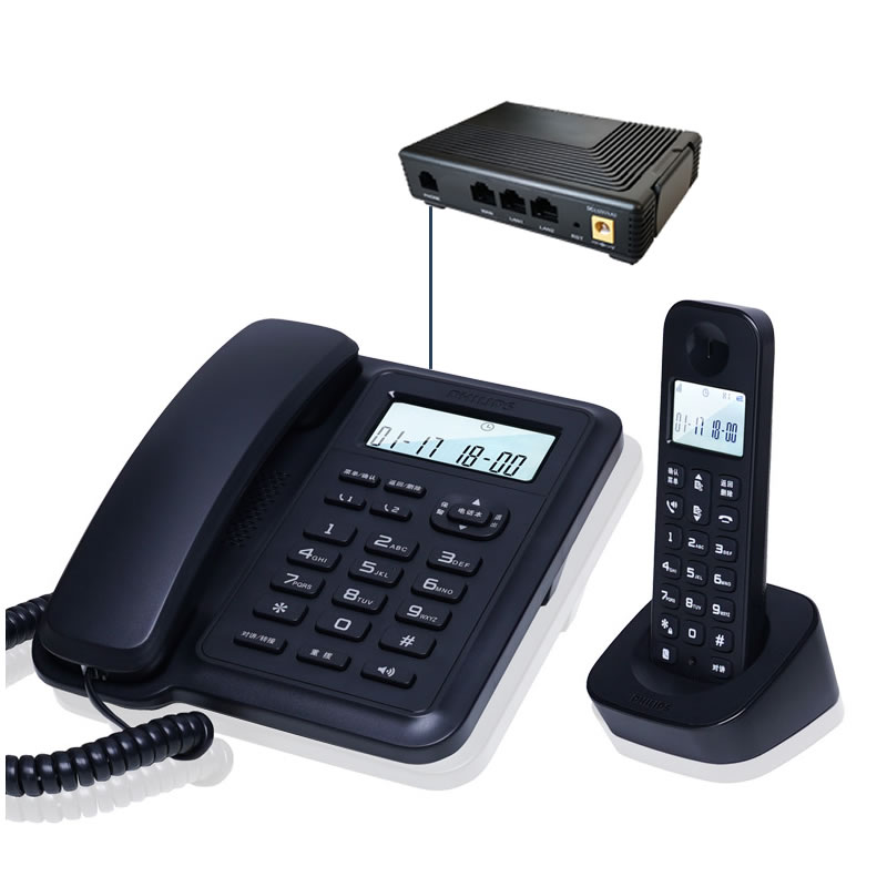 IP Cordless Phone Submother Machine Digital Spread Spectrum Office Home Base SIP Confidential Call to Electric Display VoIP alarm clock backlight LCD screen internal call black white handle-Ta