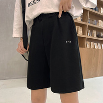  Sports shorts womens summer 2019 new outer wear Korean version of the tide loose casual pants high waist straight Hong Kong style five-point pants