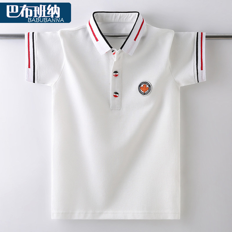 Children short sleeve T-shirt 2022 new summer clothing boy blouses CUHK Tong polo shirt with half sleeve white foreign pie