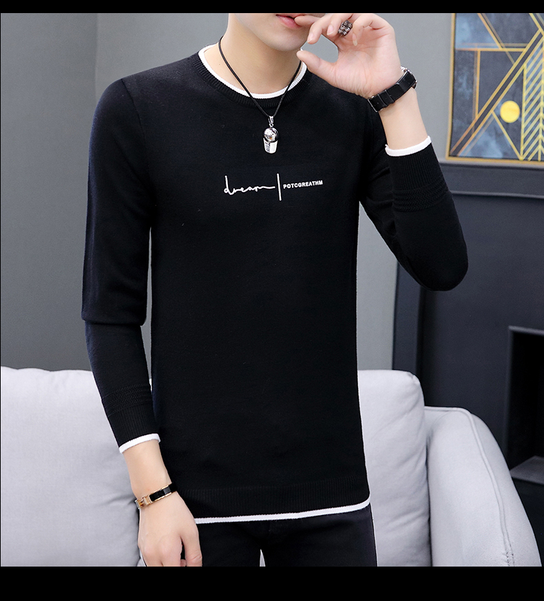 Áo len nam mùa xuân 2019 mới phiên bản Hàn Quốc của áo sơ mi nam triều mùa xuân và mùa thu mỏng phần tay áo dài chạm đáy - Kéo qua áo khoác jean