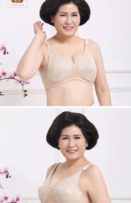 Yalu plus size của phụ nữ trung niên và cao tuổi áo ngực không dây phụ nữ cotton tinh khiết mỏng thể thao loại áo lót của mẹ cúp ngực đầy đủ - Cộng với kích thước Bras