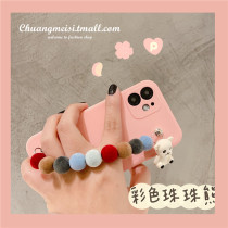 Sakura pollen color beads bear opporeno5k mobile phone case reno5 4se Net Red Tide 5pro Korean wind r17 all-inclusive r15 anti-drop r11 women r9sk liquid silicone