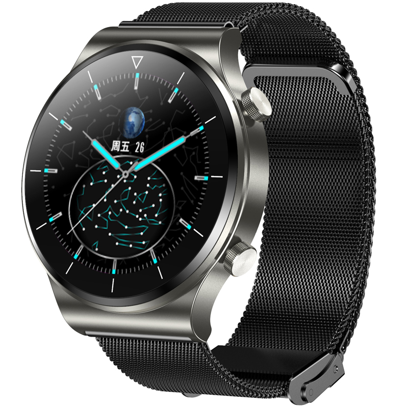 Black Milanese Steel [Bluetooth Call + Music Playing + Heart Rate And Blood Pressure + Blood Oxygen + Real Time Weather]Huawei mobile phone currency Connectable phone intelligence Wrist watch multi-function Bluetooth Bracelet conversation healthy measure blood pressure heart rate motion astronaut Electronic watch male For Apple millet mobile phone