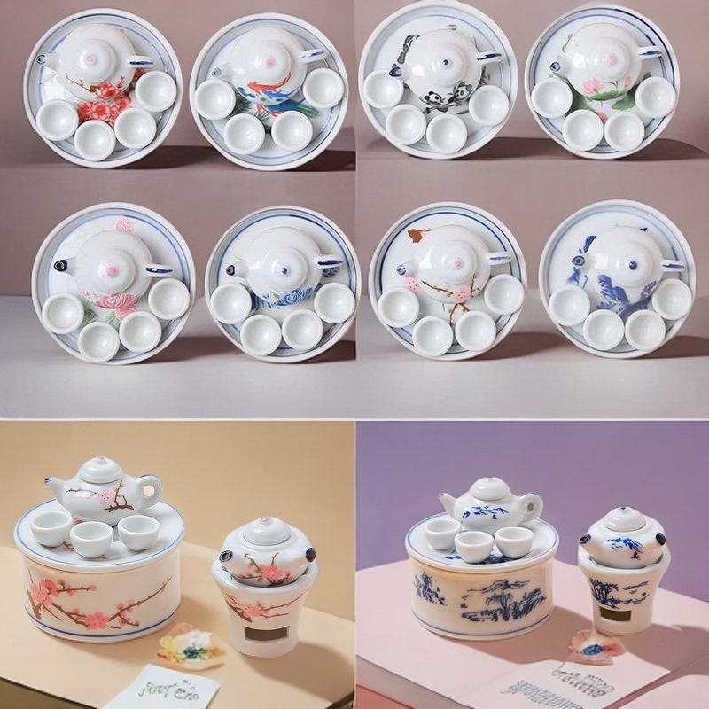 Mini Ceramic Tea Set Children's Toy Milk Tea Pretend Play Small Teapot Tea Tray Cup Set Decoration Craft Mini Ceramic Tea Set Children's Toy Milk Tea Pretend Play Small Teapot Tea Tray Cup Set Decoration Craft