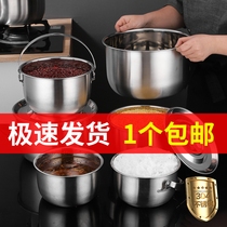 304 food grade stainless steel basin with lid home kitchen oil basin lard basin seasoning cylinder small taste flush iron basin