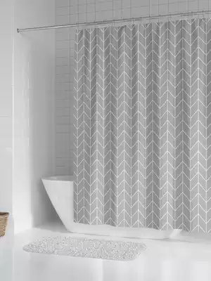 ins Nordic Japanese shower curtain Shower curtain cloth powder room curtain partition window Shower curtain waterproof and mildew thickened gray