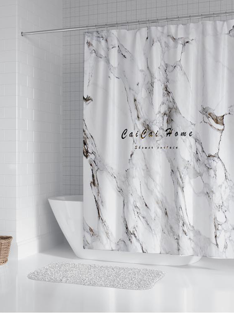 Marble pattern shower curtain Waterproof thickened mildewproof powder room bath partition window European Nordic shower curtain cloth shading