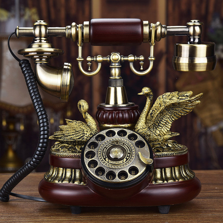 Antique telephone European-style old-style creative retro phone antique craft Home fixed seat machine Biwing double fly