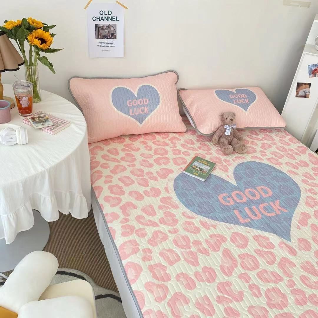 South Korea Ins Cherry Latex Cool Mat Dormitory Student Three Sets Teenage Girl Hearts Ice Mat Air Conditioning Cool Mat water washed and folded