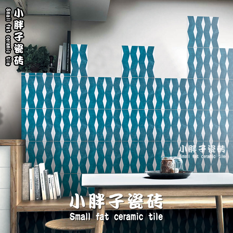 Nordic retro blue art flower brick 300x300 kitchen bathroom with non-slip floor tiles Dining Room Garden Terrace Tiles