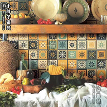 Pixel flower tiles Nordic retro mosaic tile toilet toilet balcony wall tile 300 floor tile antique brick