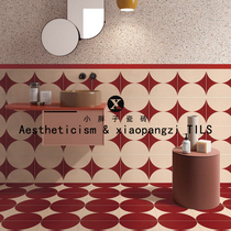 Destitute Wind Small Flower Brick Nordic Ins Red White Semicircle Tile Folk Dining Restaurant Balcony Bathroom Bathroom Wall Floor Tiles