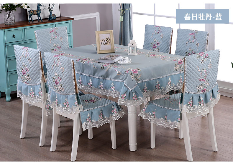 Khăn trải bàn bằng vải ghế ăn đệm đặt ghế bọc bàn cà phê hình chữ nhật Bàn ăn châu Âu bao gồm nhà tối giản hiện đại khăn bàn ăn