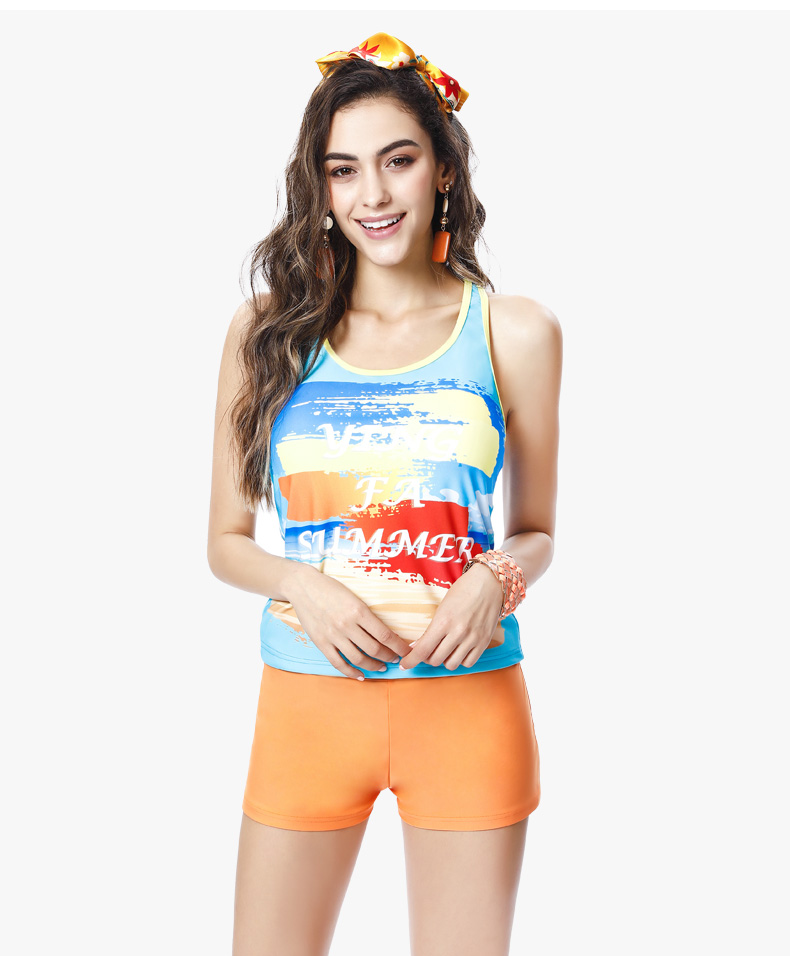 Anh chia tóc bơi áo tắm hai mảnh boxer tắm nước nóng mùa xuân phù hợp với nữ sinh viên thể thao bảo thủ che bụng đồ bơi giảm béo - Bộ đồ bơi hai mảnh 	áo bơi 2 mảnh