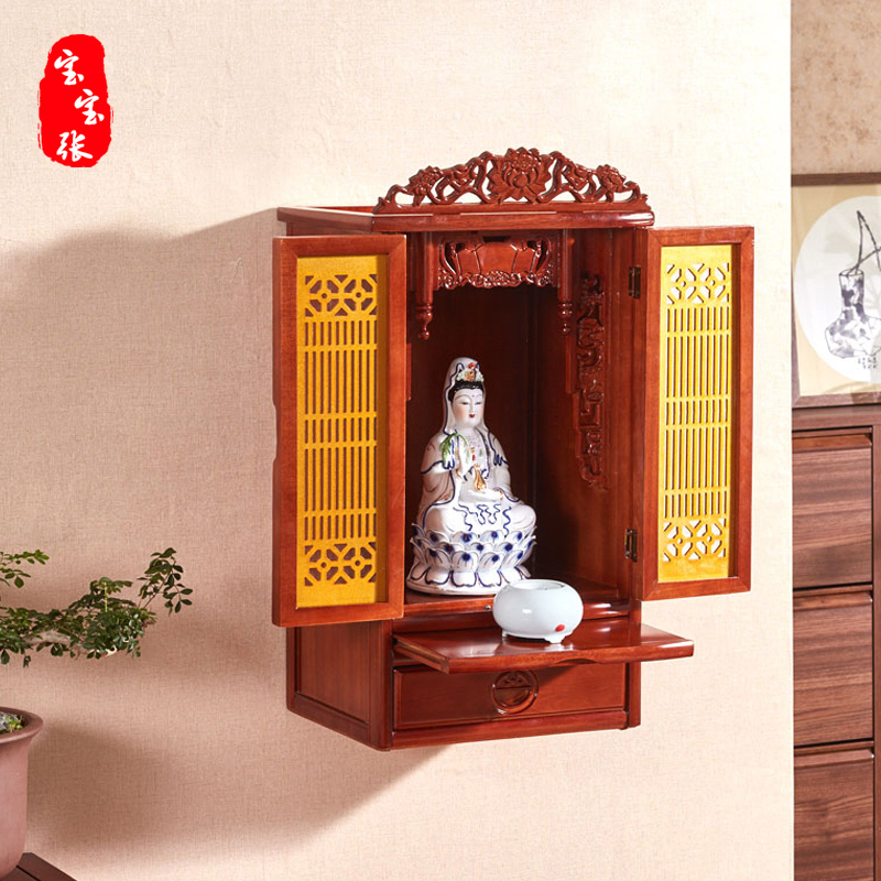 Buddhist niche wall wall-mounted belt door for a home god shrine dedicated to the financial god Kuan Kung BodhisattBodhisattva economically small Buddhist niche